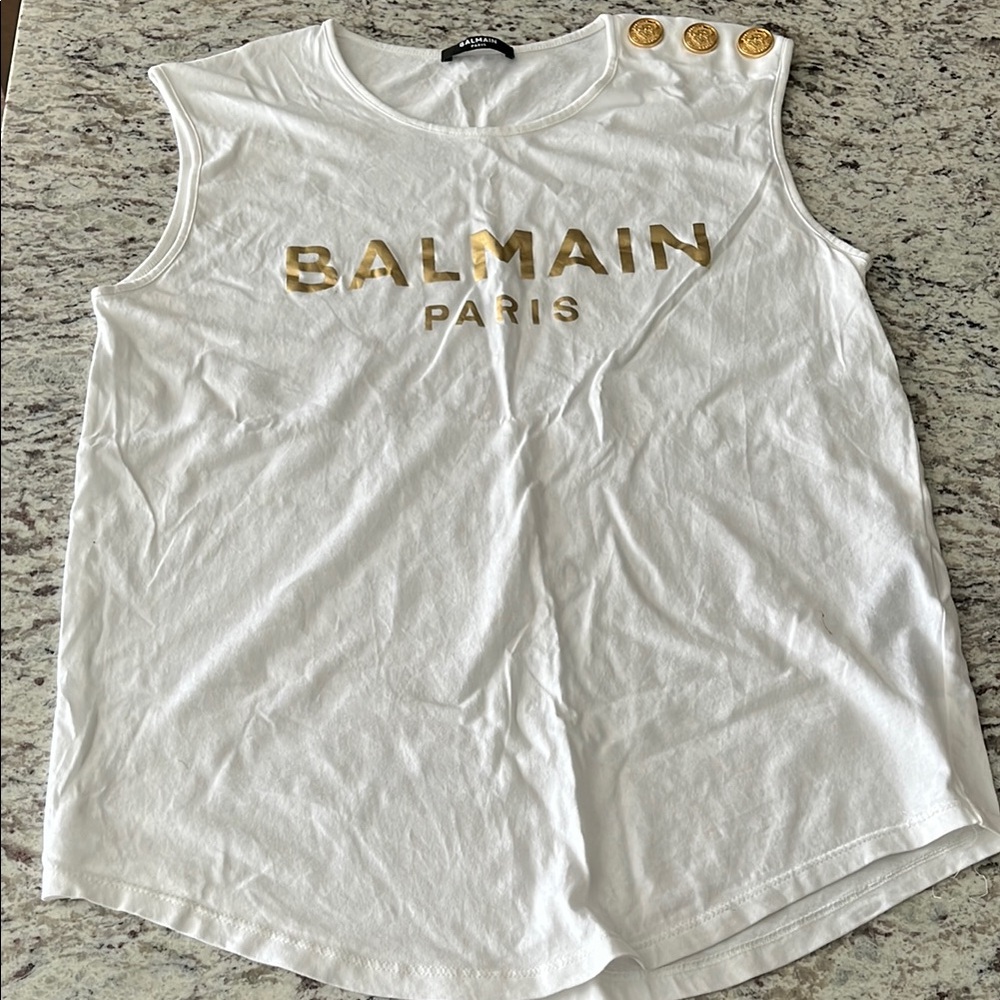 Balmain White Sleeveless Top